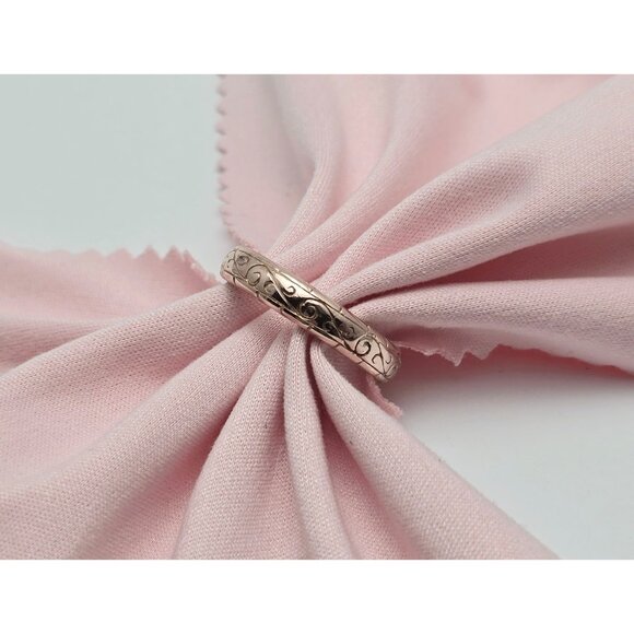 Beautiful 14K Karat Solid Rose Gold Designer Textured Wedding Ring Band - Size 8 - Picture 2 of 13